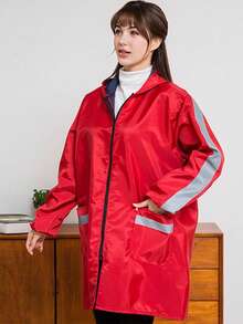 Hooded Waterproof Apron, Practical Minimalist Panda Print Design, Windproof And Oil-Resistant, Reflective Strip For Safety, Suitable For Cooking, Cycling, And Daily Chores! - Women's Raincoat - View 6