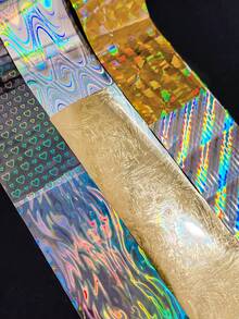 Aurora Illusion Nail Transfer Paper French Style Explosive Sparkle Colorful Polarized Laser 6-Color Nail Art Stickers - Multicolor - View 2