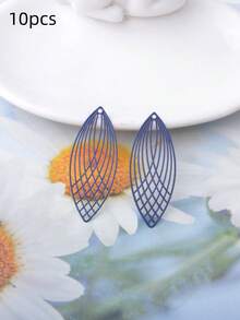 10pcs Oval Light Golden Hollow Leaf Charms Pendant Women's Fashion Tassel Earrings DIY Versatile Jewelry Decoration - C8987 - View 13