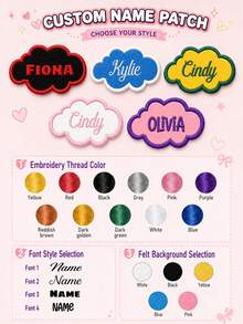 Custom Cloud Name Patch, Cute Personalized Badge For Bags, Jackets And Hats, Customized Text Label, Customizable Fashion Accessory Gift For Friends, Birthday, Halloween, Thanksgiving And Christmas, Embroidery Hook And Loop - Style C - View 2