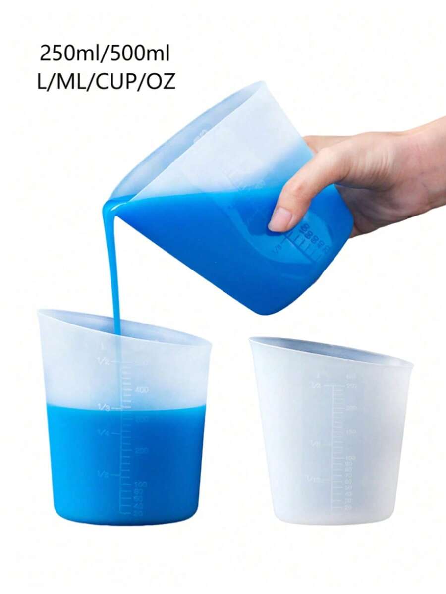 Silicone Measuring Cups, Reusable Silicone Stirring Cup Set/Stirring Stick . Capacities Are 250ml And 500ml. Suitable For Melting, Mixing, Extruding, Pouring, And Casting. Extrudable, Kneadable, And Easy To Clean. Ideal For Making Molds And Candles. - Silicone Cup - View 1