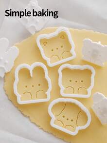 4pcs Cartoon Animal Cookie Cutters, Featuring Cute Dog, Rabbit, Cat And Bear Cookie Stamps. Kitchen Baking Tools, Cookie Molds For Cake Decoration - View 13