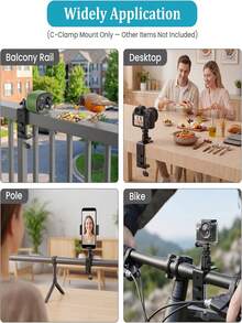 1pc/2pcs Clamp Camera Mount With 360° Ball Head, Compatible With Multiple Security Monitoring Devices, Suitable For Desktop/Railing/Tree Branch/Handlebar Installation, Black - Multi-color - View 12