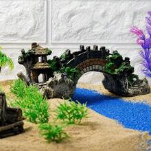 Dekorasi Akuarium Jembatan Lengkung Resin, Ornamen Lanskap Akuarium Jembatan Paviliun Vintage dengan Gua Tersembunyi - Akuarium Bahagia - View 9