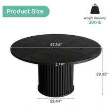 LITTLE TREE Round Dining Table, 120 Cm Dining Table Black For 4 People, Dining Room Table With Sturdy Metal Frame, Modern Dining Room Furniture - Black - View 3