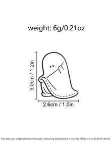 Sewing Ghost Enamel Pin Halloween Cartoon Spirit Sewing Cloth Brooch Fun Quirky Decor Badge - White - View 2