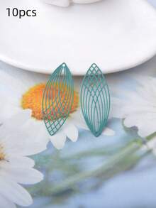 10pcs Oval Light Golden Hollow Leaf Charms Pendant Women's Fashion Tassel Earrings DIY Versatile Jewelry Decoration - C8987 - View 10
