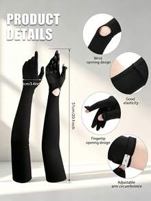 1 Pair New Women's Long Sun Protection Gloves, Summer Essential. These Ice Silk Sleeves Effectively Block UV Rays. Suitable For Cycling And Driving, With Anti-Slip And Touchscreen Functionality. The Extended Design Fully Covers The Arms, Making Them An Ideal Choice For Outdoor Activities. - Multicolor - View 11