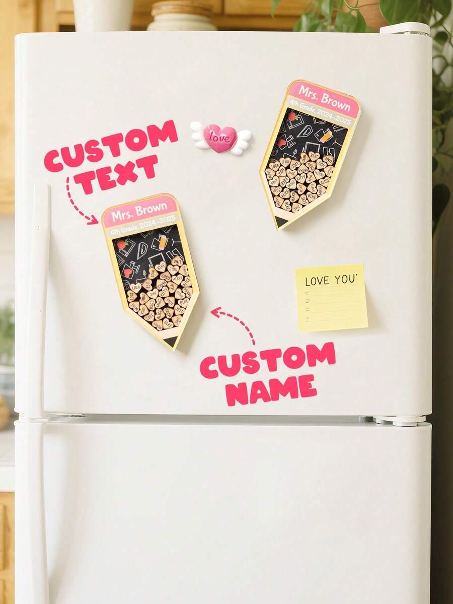 1pc Custom Fridge Magnet Personalized Text Magnet Wooden Name Magnet Back To School Locker Name Label Personalized Refrigerator Magnet For Kitchen Office Reminder Display Keepsake Gift For Teachers Friends Birthday Housewarming Graduation - Style3 - View 1