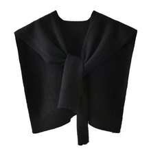 1PC Thin Spring, Summer And Autumn Fashion Air-Conditioned Room Warm Knitted Shawl, High-End Solid Color Knitted Scarf, Sun Protection Shawl, Soft Skin-Friendly Loose Long Sleeve Multi-Function Women's Shoulder Wrap, Suitable For Daily Wear And Matching School - Black - View 1