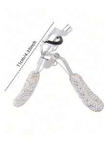 1pc High-End Artificial Rhinestone Wide-Angle Eyelash Curler With Rubber Grip, Durable And Portable - Multicolor - View 3