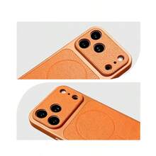 Magnetic Leather Phone Case Compatible With IPhone 11 12 13 14 15 Pro Max 16 16 Pro 17 17 Pro 17 Pro Max - Orange - View 4