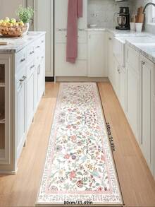 1 buah Karpet Dalam Ruangan Gaya Vintage Burung & Bunga untuk Lorong, Karpet Anti Selip untuk Dapur, Dapat Dicuci dengan Mesin, Karpet Panjang untuk Lorong, Dapur, Samping Tempat Tidur, Gaya Bohemian yang Sangat Lembut - Watermelon Pink - View 5