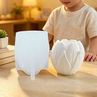 Tulip Flower Shape/Fresh Flower Shape/Asymmetrical Flower Pot Pen Holder Silicone Mold, Suitable For DIY Resin, Plaster, Clay, Concrete, Silicone Mold Home Decor, Holiday Gifts