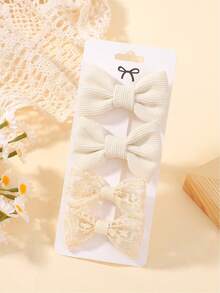 4pcs/Set Cute Bowknot Hair Clips, Holiday Party Hair Accessories For Girls - Apricot - View 8