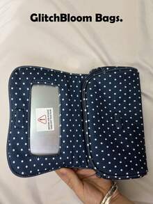 Navy Blue Polka Dot Zipper Storage Bag With Transparent Window, Portable Travel Makeup Bag, Cute Small Organizer Pouch, Suitable For Women And Girls - Navy Blue - View 5