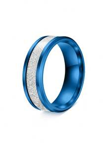 1PC Fashion Icy Foil Flake Rime Stainless Steel Ring For Men, Unique Men's Jewelry Accessories, Ideal For Daily, Birthday & Anniversary Wear - Ice Silk Ring - View 27
