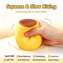 1pc-Cute Pudding Squishy Toy Soft Slow Rising Stress Relief Squeeze Fidget Toy - Yellow - Pudding Handmade Squishy Ball - View 6