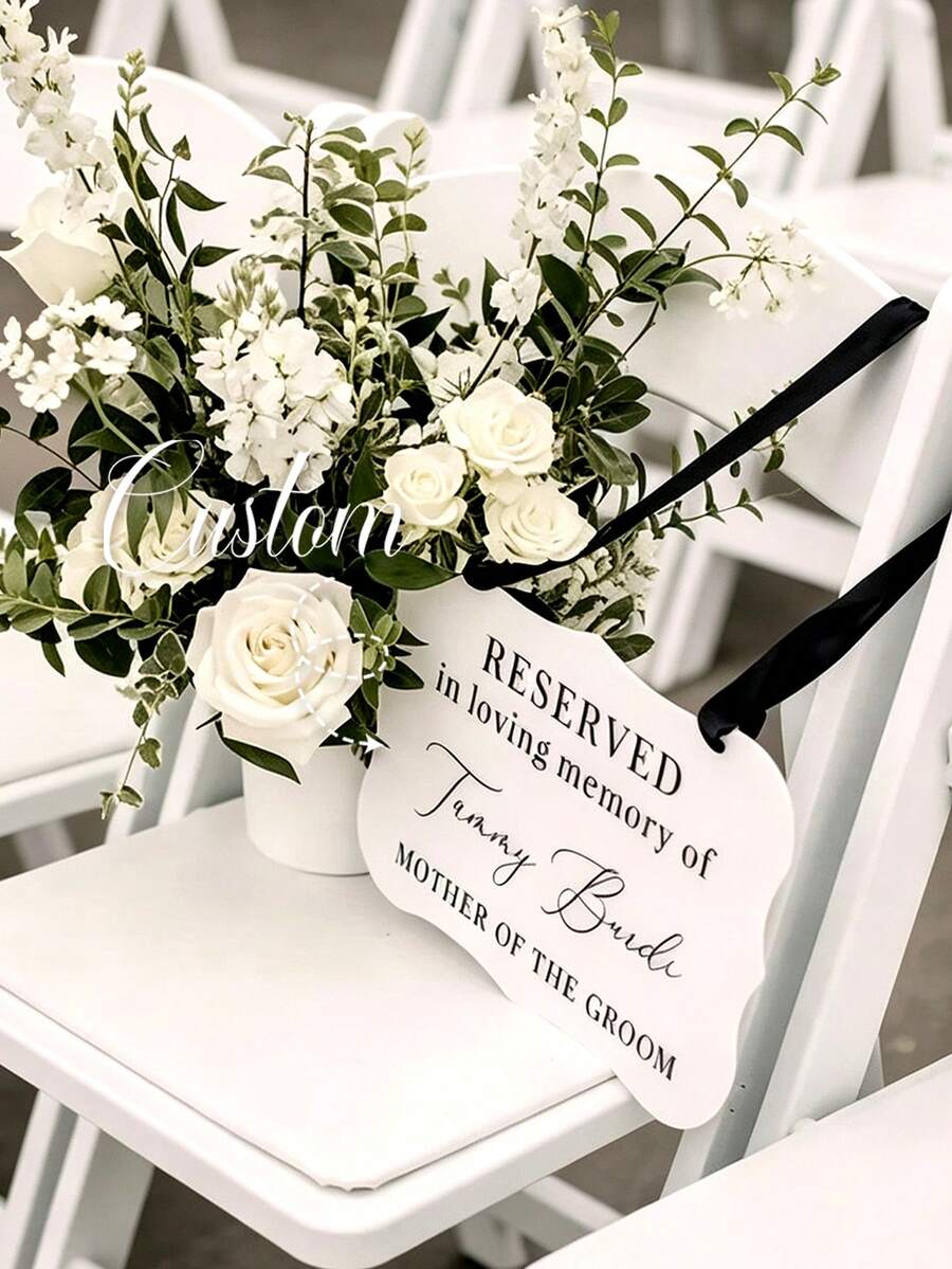 Custom Reserved Wedding Memorial Chair Sign, Personalized Wedding Memorial Sign, Personalized Memorial Plaque, Wedding Welcome Sign, Personalized Wedding Decor, Eternal Love, Mother's Day Gift, Thoughtful Gift, Heartfelt Memorial - Multicolor - View 1