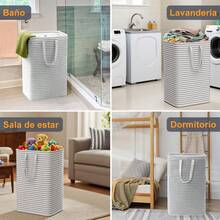 2 Piezas Cesta de Lavandería Plegable de Gran Capacidad, Cesto Organizador de Tela PEVA Impermeable, para Ropa, Juguetes y Artículos del Hogar - Ver 9