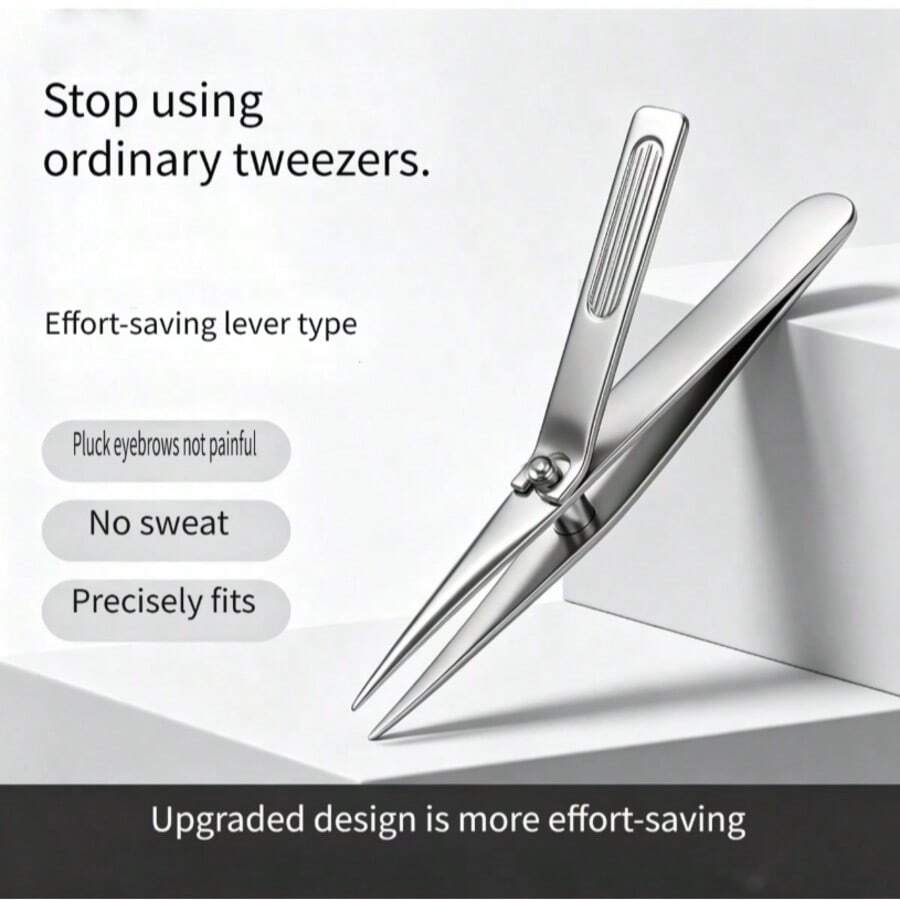Effortless Eyebrow Tweezers, Made Of Thickened Stainless Steel, Upgraded Non-Slip Handle + Rivet Lever Design, Super Effortless Tweezers For Hair Removal, Eyebrow Tweezers Beard Tweezers Hair Removal Pliers, Available In Pointed And Wide Mouth Options - Multiple Specifications - View 1