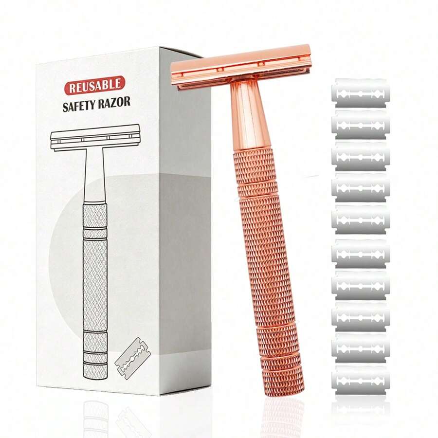 Reusable Women's Razor, Rose Gold Double Edge Safety Razor, Blade Not Included - Safety Razor - View 1
