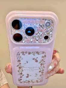 Ins Colorful Gold-Plated Strawberry Vine Phone Case Compatible With Apple 17 Pro Max, 17 New 16 Protective Cover, 15 Super Popular Women's Style, 16 Pro Full Coverage Anti-Drop, 17 With Pendant, 18 Pro Max Niche 18 - Pink - View 3