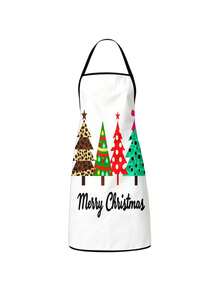 2件組豹紋聖誕樹廚房圍裙套裝，波希米亞混搭圖案聖誕樹配Merry Christmas字樣，防水可調節式圍裙，節慶假期烹飪烘焙圍裙，送給女性的聖誕禮物，廚房裝飾 - 彩色 - 查看 10