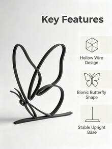 Minimalist Butterfly Line Ornament, Lightweight Modern Minimalist Home Decor, Luxury Style Universal Desktop Ornament, Suitable For Office, Entryway, Bathroom Small Desktop Ornament, Unique Gift For Nature Lovers And Minimalists - Multicolor - View 3