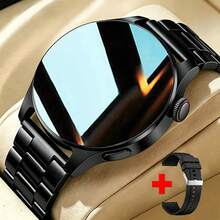 Reloj inteligente multifuncional redondo de pantalla táctil unisex, con marcación de llamadas, contador de pasos, reloj despertador, múltiples modos deportivos, control remoto de música, cronómetro, alarma, clima - Pulsera inteligente - Negro - Ver 13