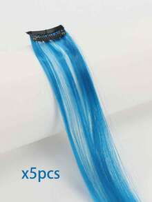 5pcs Blue Hair Clips Hair Extensions, Fashion Long Wigs With Color Options, Blue Long Wigs, Suitable For Daily Use And Parties, Multi-Color Anime Character Cosplay Wigs, Suitable For Cosplay, Festivals, Anime Conventions, Celebrations - B - View 13