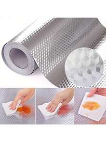1 Roll Waterproof & Oil-Proof Kitchen Sticker - Self-Adhesive Wallpaper, Heat Resistant, Self-Adhesive Wall Panel, Kitchen Splash Guard Liner For Drawers And Walls, Under Sink Drawer Liner, Wall Decoration, Home Wall Panel Wallpaper - View 3