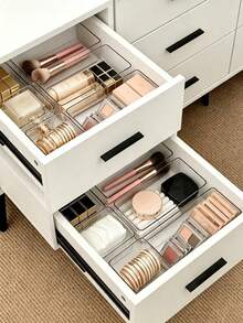 11/10/8/4/3pcs Drawer Storage Boxes, Transparent Cosmetic Desktop Organizer, 4 Sizes, Household Small Item Storage, Storage Accessories - Clear - View 2