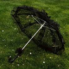 Elegant Romantic Lace Wedding Umbrella, Romantic Bride Lace Parasol With Ruffle Decor, Perfect For Photography Studio, Wedding, Party Use 7AFQ - F-Black - View 4