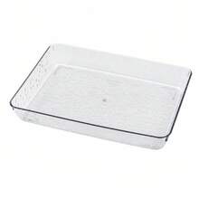 21.5x14.8x3cm Clear Plastic Rectangular Storage Tray, Vanity Organizer, Desktop Organizer, Random Color - Black - View 3