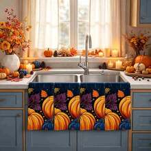 2/4/48pcs Autumn Series Deep Blue Contrast Pumpkin Pattern Printed Kitchen Towels - Ultra Soft, Highly Absorbent Polyester Tablecloths And Hand Towels, Perfect For Holiday Decor, Kitchen Decor, Party Decor. - Multicolor - View 3
