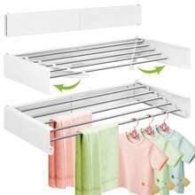 ZdwCyl - Estante de secado para ropa de pared de 32 pulgadas, plegable, soporte de pared, estante de secado para ropa, ahorrador de espacio, retráctil, plegable, color blanco - Blanco - Ver 2