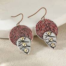 DIYCCPC Anting Gantung Motif Daun Ukiran Gaya Bohemian Vintage, Perhiasan Fashion untuk Wanita - Dua Warna - View 6