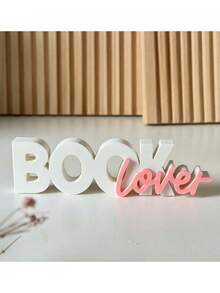 5-Inch Book Decor, Minimalist 3D Plastic Letter Sculpture Ornament, Modern Aesthetic Bookshelf Desktop Accessory, Cute Book Lover Gift, Suitable For Librarians, Teachers, Bookworms, Home Office Desktop Decoration, Available In Black, Pink, Red - Multicolor - View 10