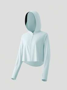 Beneunder Women's Lightweight Poncho-Style Sun-Protective Jacket (Hooded) UL002 - Baby Blue - View 11