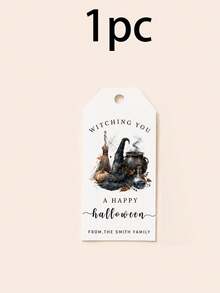 Custom Halloween Gift Tag, Spooky Personalized Greeting Card For Party Favor Bags And Gift Wrapping, Customized Witch Ghost Message Tag, Customizable Text Holiday Favor Label For Family, Friends, Trick Or Treat, Fall Party Gifts - Style a - View 23