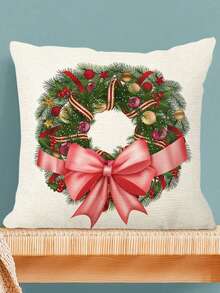 1/4pcs Linen Printed Square Pillow Case, Christmas Cartoon Character Pattern Pillow Case (Pillow Insert Not Included), Skin-Friendly Material, Bedding, Suitable For Daily Living Room, Bedroom, Sofa, Car, All-Season Pillow Case, Holiday Gift - Multicolor - View 6