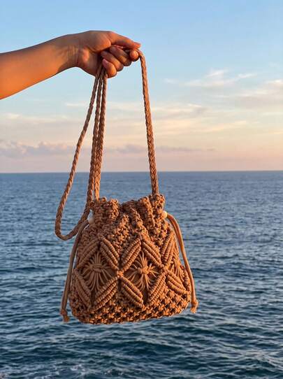 CAJUNI Handgeweven kleine crossbodytas voor dames, nieuwe geweven schoudertas, unieke casual strandtas