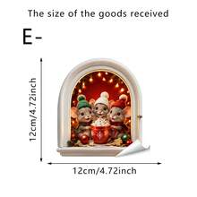 1pc Christmas Little Mice Arched Window Vinyl Decals, Mouse In Santa Hats And Knit Scarves Patterns Matched With Mini Train, Gift Boxes And Wreath Details. Self-Adhesive Vinyl Stickers For Family Xmas Party Home Decor. - Multicolor - View 12