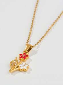 Fashion Flower Pendant Necklace For Women - Fresh And Sweet Design, Exquisite And Compact Stainless Steel Collar Chain - Flower Necklace - View 10