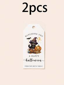 Custom Halloween Gift Tag, Spooky Personalized Greeting Card For Party Favor Bags And Gift Wrapping, Customized Witch Ghost Message Tag, Customizable Text Holiday Favor Label For Family, Friends, Trick Or Treat, Fall Party Gifts - Style a - View 21