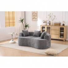 Half-Moon Sofa, Modern Design With Low Backrest And Deep Cushions, Self-Inflating, Foam-Filled Large Two-Seater Sofa, No Assembly Required - Grey - View 9