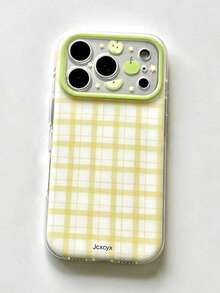 Stylish Cute Lattice Checkerboard Fruit Pattern Phone Case Compatible With IPhone 17 Pro Max 17 Pro 17 16 Pro Max 16 Pro 16 15 Pro Max 15 Pro Max 15 Pro 15 Lens Protection Back Cover Shell Gift - Green - View 3