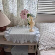 10件/12件/18件韓系Ins風藍白條紋蕾絲餐巾，法式荷葉邊餐墊，清新桌布 - 彩色 - 查看 8