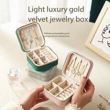 KYPHIREL Kotak Perhiasan Perjalanan Mewah Berbahan Plush Imitasi Bentuk Bintang/Bulan untuk Hari Valentine, Kotak Penyimpanan Perhiasan Mini Portabel Kecil, Kotak Pajangan untuk Cincin, Anting, Kalung - MultiWarna - View 2